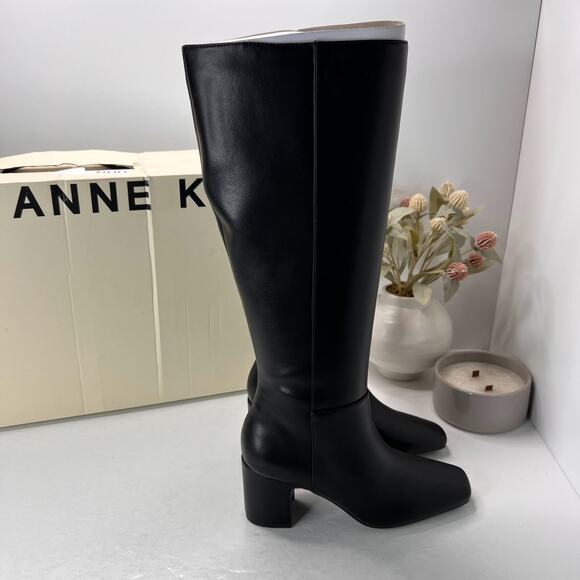 Anne Klein Taesa Square Toe Knee High Boots Block Heel Black Womens 6M NWB - Picture 2 of 11